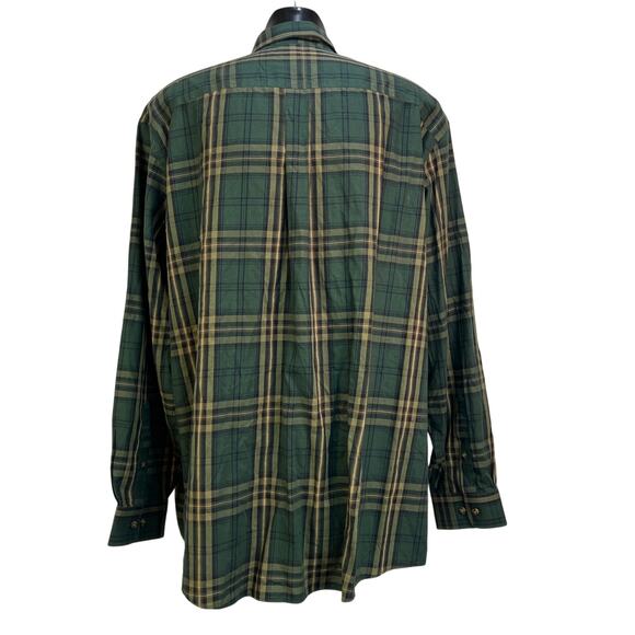 L.L. Bean Green Plaid Button Down Shirt Cotton Merino Wool Long Sleeves - Picture 7 of 7